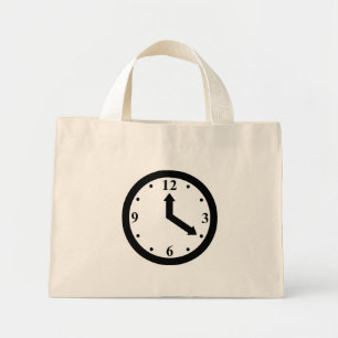 Bolso De Tela Diminuto Reloj negro