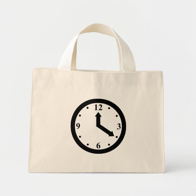 Bolso De Tela Diminuto Reloj negro (Frente)