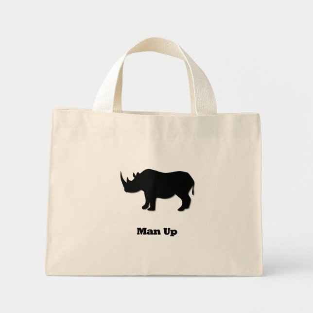 Bolso De Tela Diminuto Rhino Man Up Black (Frente)