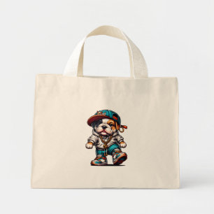Bolso De Tela Diminuto Ropa callejera mini de cachorro de bulldog lindo