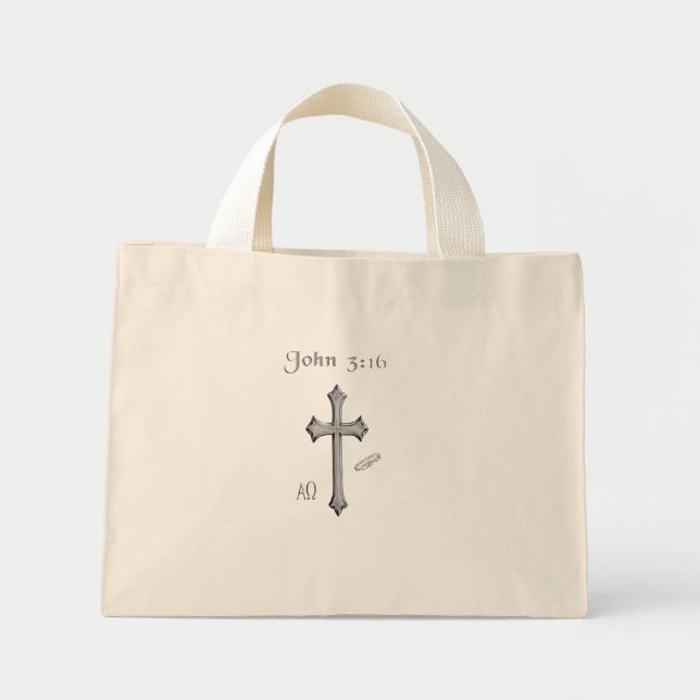 Bolso De Tela Diminuto Ropa John 3:16 (Frente)
