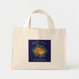 Bolso De Tela Diminuto Rosa azul y Naranja Boda Floral Moderno