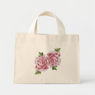 Bolso De Tela Diminuto Rosas escultóricos en un pequeño Tote