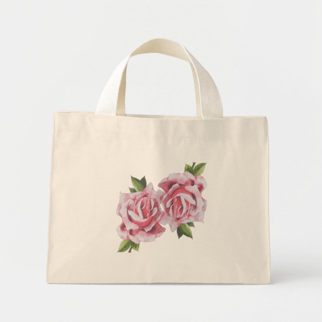 Bolso De Tela Diminuto Rosas escultóricos en un pequeño Tote (Frente)