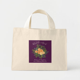 Bolso De Tela Diminuto Rosas Florales Bodas Purple Peach