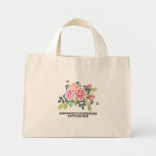 Bolso De Tela Diminuto Rosas florales personalizados reemplazan eslogan a