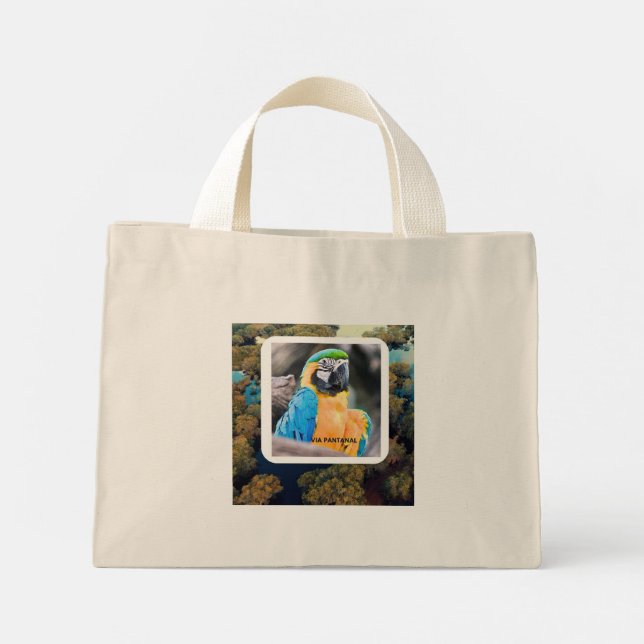 Bolso De Tela Diminuto Sacola Mini Arara (Reverso)