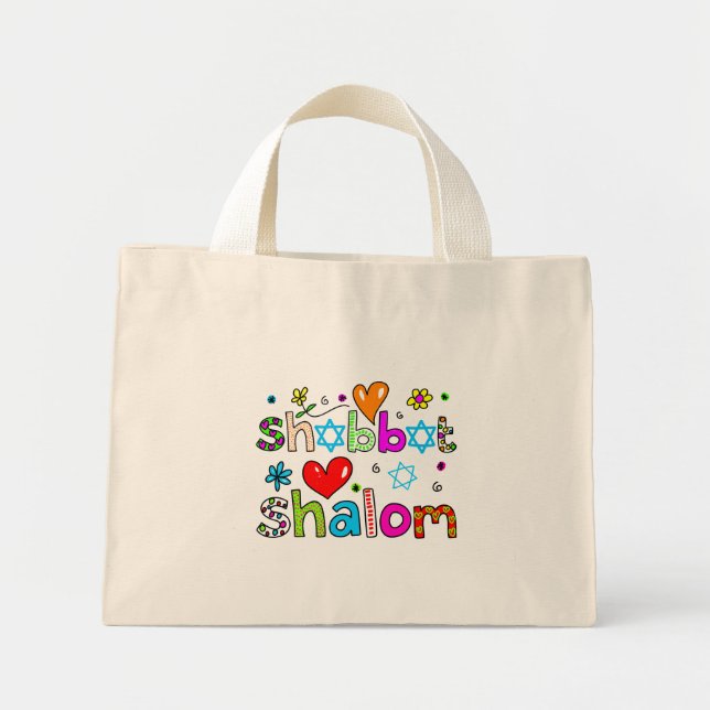 Bolso De Tela Diminuto Shabbat, Shalom (Frente)