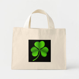 Bolso De Tela Diminuto Shamrock verde en negro ttt