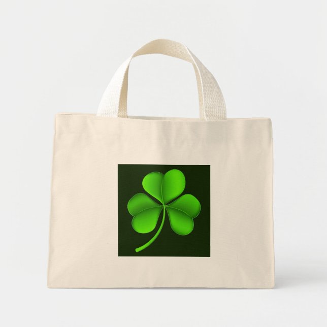 Bolso De Tela Diminuto Shamrock verde en tcnt verde oscuro (Frente)