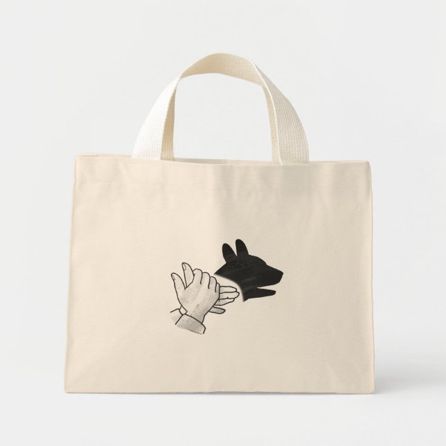 Bolso De Tela Diminuto Silueta de mano de perro (Frente)