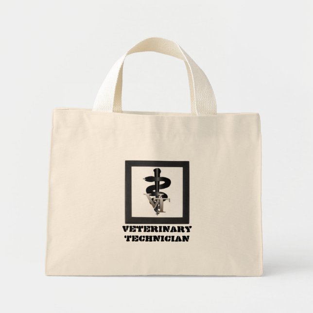 Bolso De Tela Diminuto Símbolo Vet-tech, técnico veterinario (Frente)