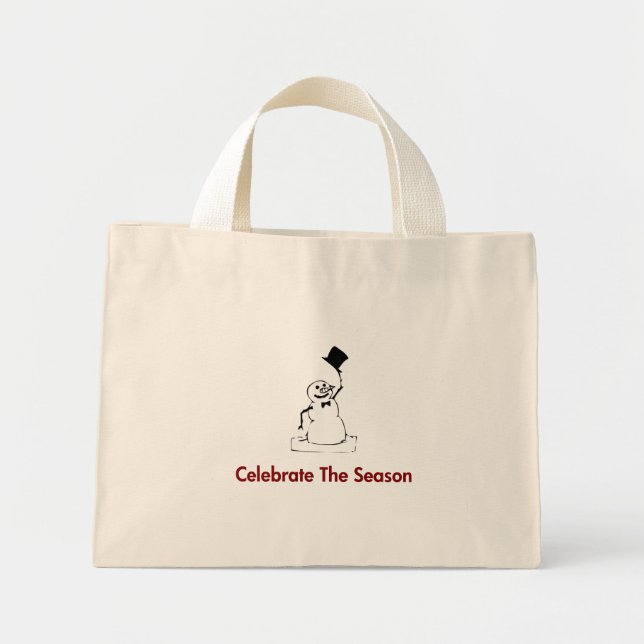 Bolso De Tela Diminuto Snowman celebra la temporada (Frente)