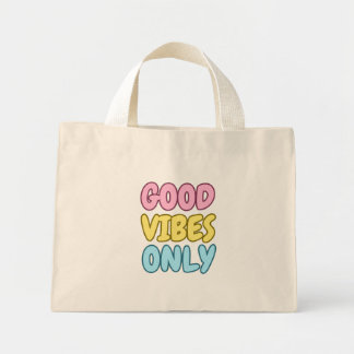 Bolso De Tela Diminuto Sólo Buenos Vibraciones Mini Tote