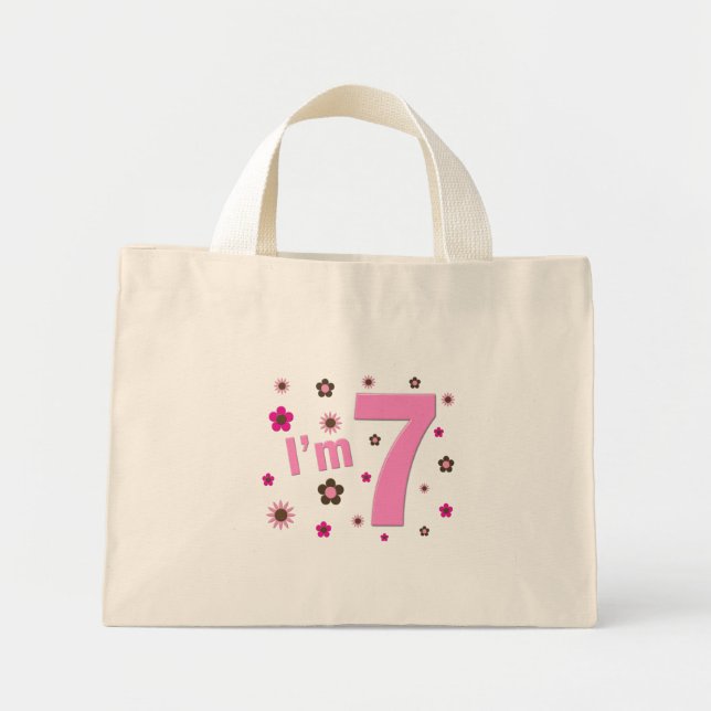 Bolso De Tela Diminuto Soy 7 Flores Rosa Y Marrón (Frente)