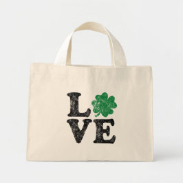 Bolso De Tela Diminuto St Patrick's Day LOVE Shamrock Irish