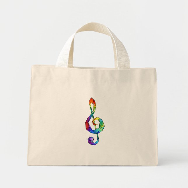 Bolso De Tela Diminuto Tecla musical arcoiris tremendo clef (Frente)