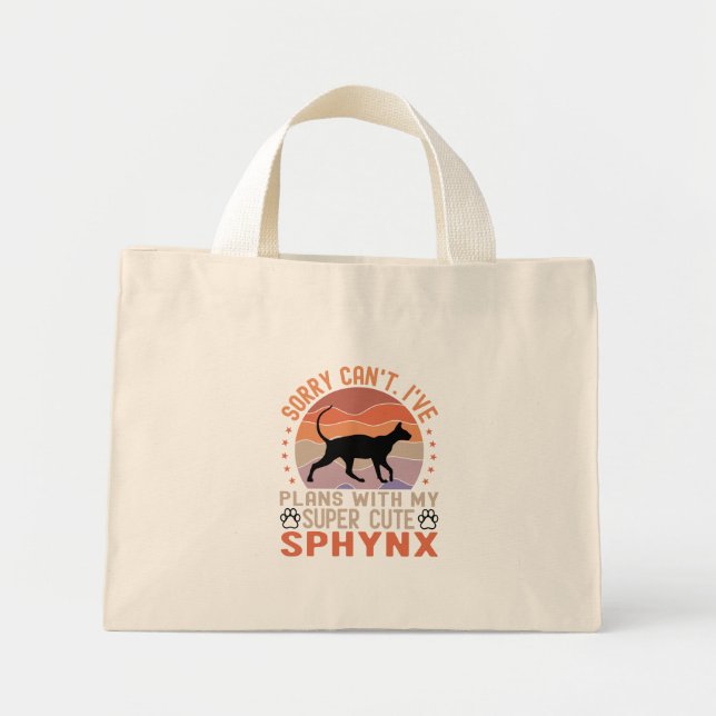 Bolso De Tela Diminuto Tengo planes con mi gato Sphynx (Frente)