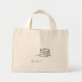 Bolso De Tela Diminuto The Book Pile- Minimalist Book Lover- Tote Bag