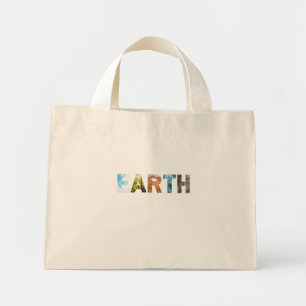 Bolso De Tela Diminuto TIERRA con cielo, árboles, desierto, océano y roca