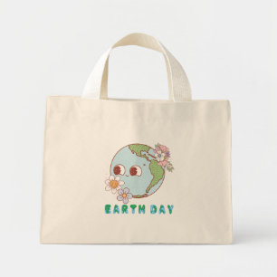 Bolso De Tela Diminuto Tierra Cuta con flores Feliz Día de la Tierra Flor