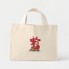 Bolso De Tela Diminuto Tiny Stressed Santa Direction Sign Merry Christmas