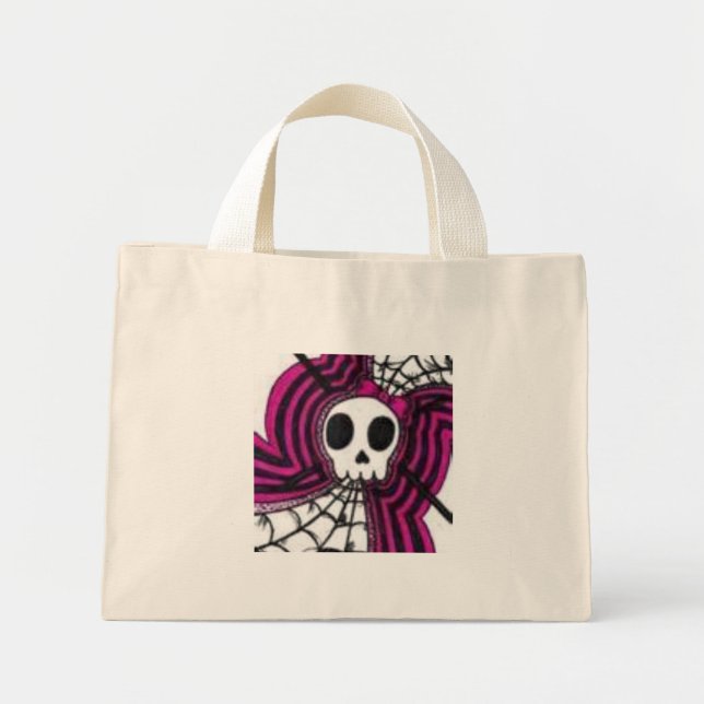 Bolso De Tela Diminuto tote de cráneo (Frente)