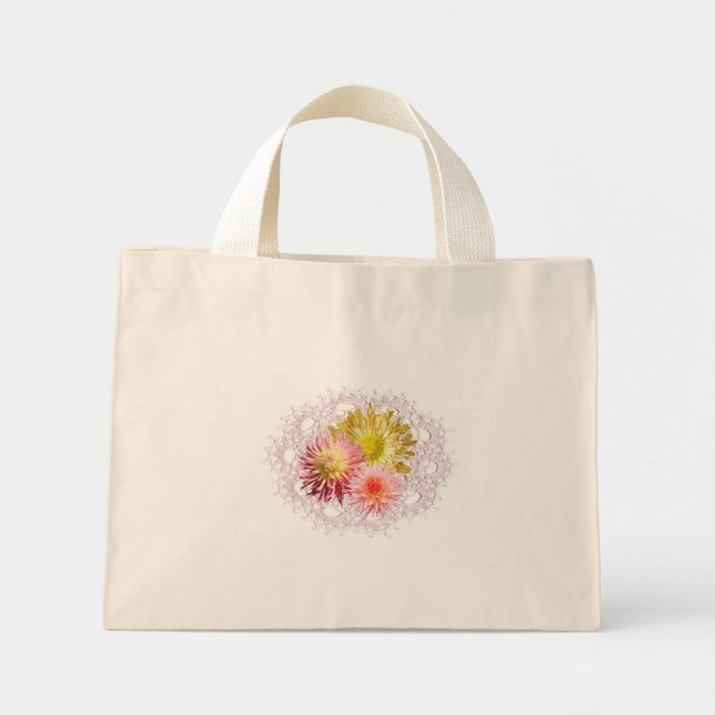 Bolso De Tela Diminuto Tote de flores (Frente)