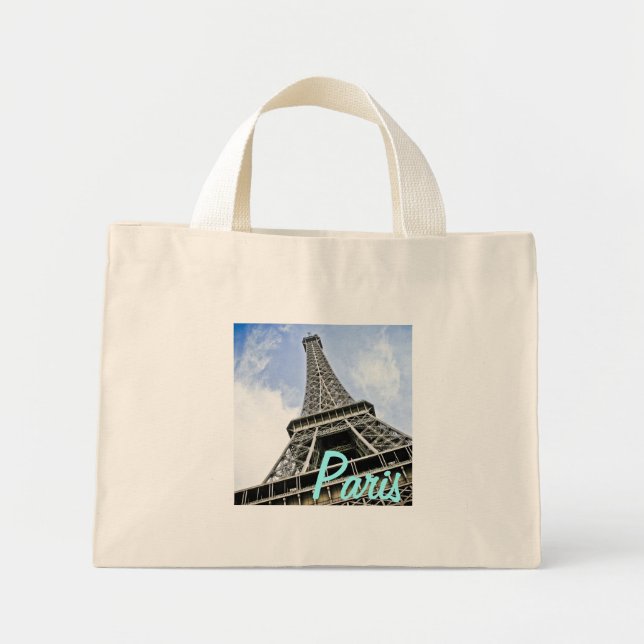 Bolso De Tela Diminuto Tote de la Torre Eiffel de París (Frente)