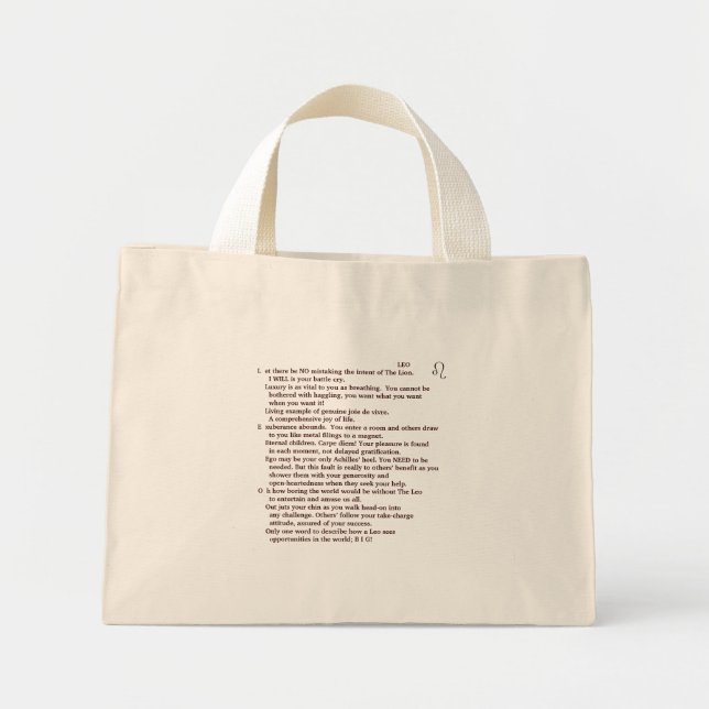 Bolso De Tela Diminuto tote de poema 1-LEO 23-Ago (Frente)