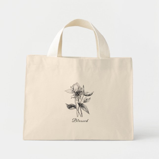 Bolso De Tela Diminuto Tote floral mínimo número 1 (Frente)