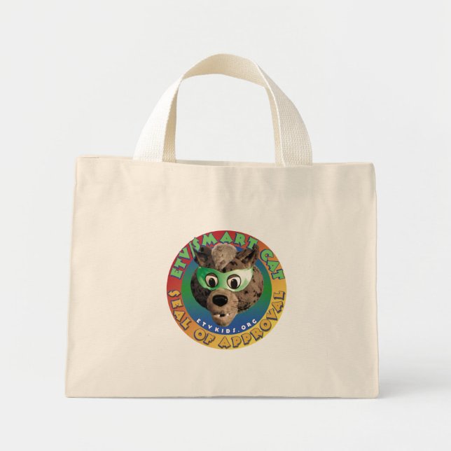 Bolso De Tela Diminuto tote pequeño de gato inteligente (Frente)