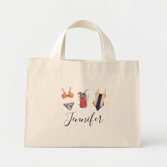 Bolso De Tela Diminuto Tote Personalizado para Despedida de Soltera (Frente)
