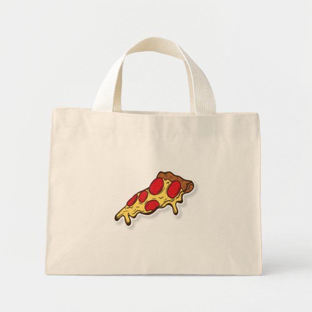 Bolso De Tela Diminuto Tote Pizza (Frente)