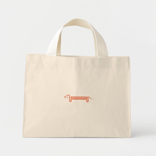 Bolso De Tela Diminuto Tragetasche en la Miniformat con perro basset (Frente)