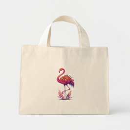 Bolso De Tela Diminuto Tranquilo Flamingo Rosado De Pie Tranquila