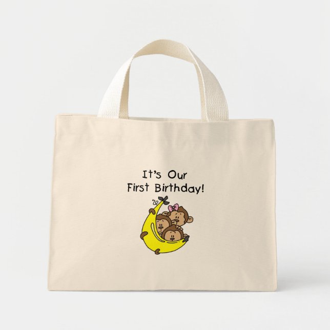 Bolso De Tela Diminuto Trillizos primero - Dos niños, un Chica (Frente)