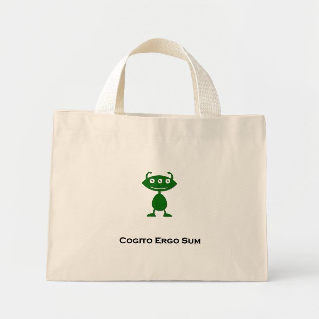 Bolso De Tela Diminuto Triple Ojo Cogito Ergo Suma verde (Frente)