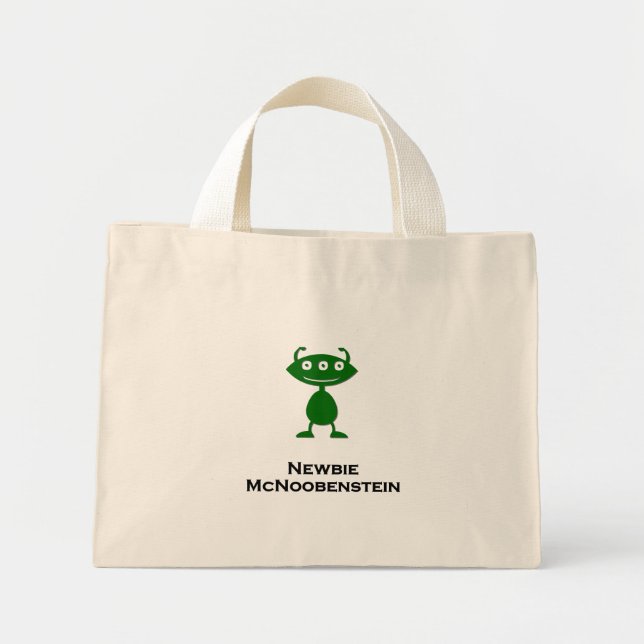 Bolso De Tela Diminuto Triple Ojo Newbie McNoobenstein verde (Frente)
