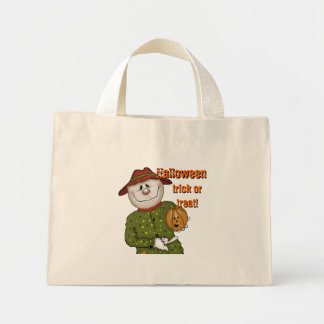 Bolso De Tela Diminuto Truco o tratamiento de Halloween con espantapájaro