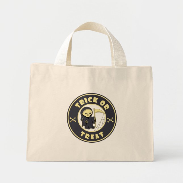 Bolso De Tela Diminuto Truco o tratar el carácter de pañal gris de Hallow (Frente)