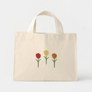 Bolso De Tela Diminuto Tulipanes Impresos a Mano Vintage