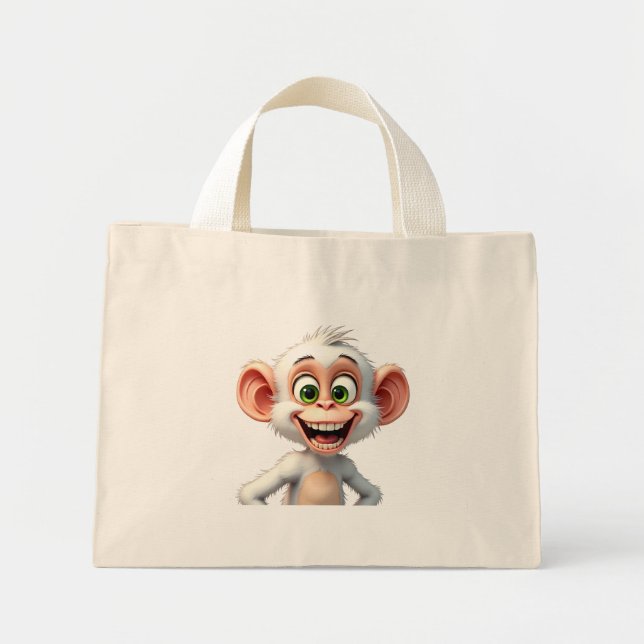 Bolso De Tela Diminuto Un mono africano blanco sonriente (Frente)
