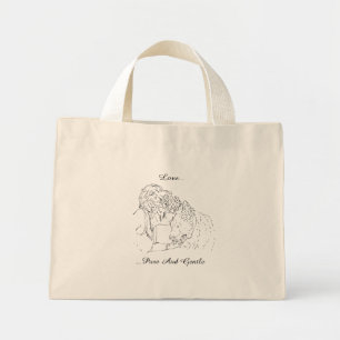 Bolso De Tela Diminuto Un tierno dibujo animado de un chica besando a un