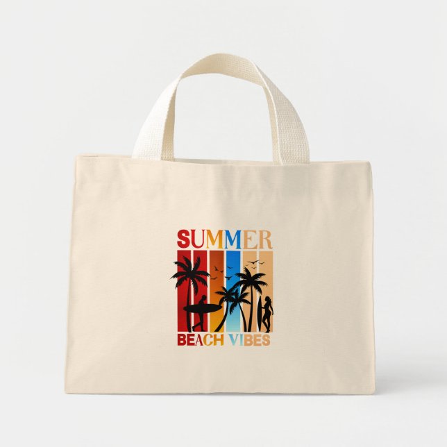 Bolso De Tela Diminuto Vibes de playa de verano (Frente)