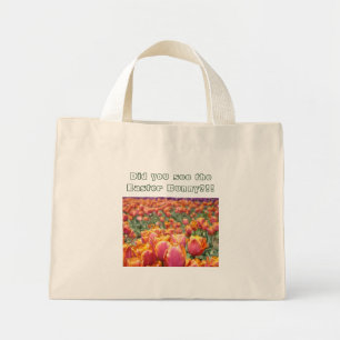 Bolso De Tela Diminuto ¿Viste al conejo de Pascua! Totes de flores de tul