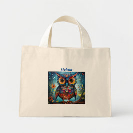 Bolso De Tela Diminuto Whimsical Cute Owl Personalizado