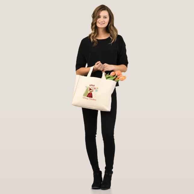 Bolso De Tela Diminuto Winter Snowflake Cute Red Nosed Reindeer Christmas (Anverso (modelo))