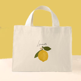Bolso De Tela Diminuto Yellow Lemon with Green Leaves | Fresh Citrus 