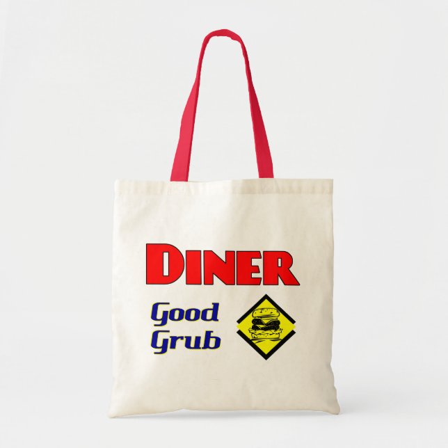 Bolso De Tela Diner Good Grub Hamburger Restaurant Art (Frente)